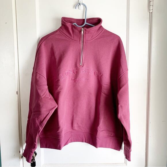 H&M Oversized Long Beach Spellout Half Zip Stand Up Collar Dropped Shoulder NWT - Picture 6 of 16